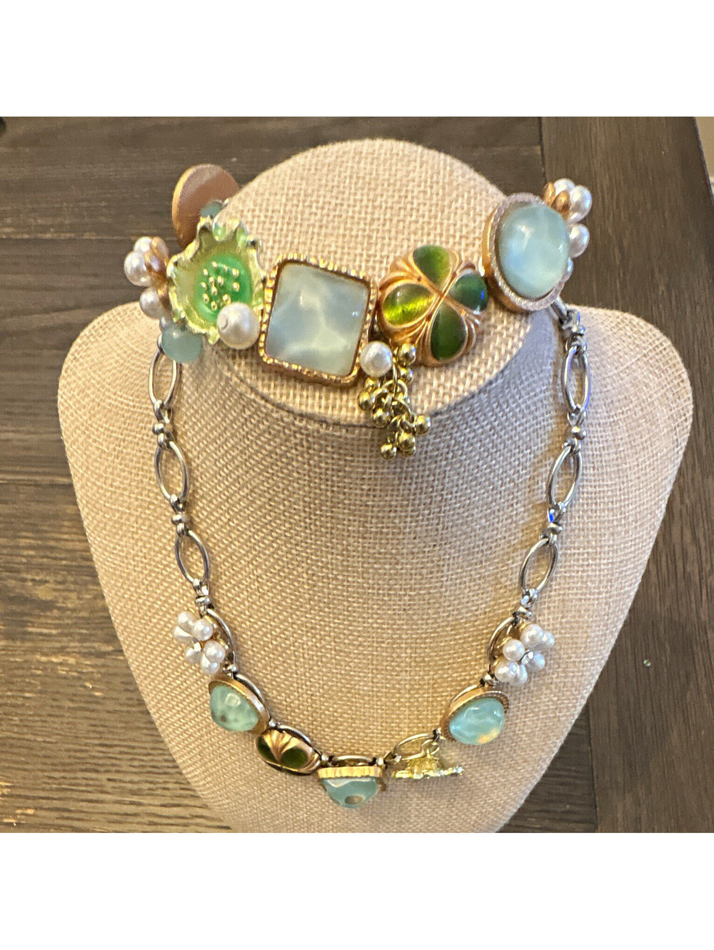 Silver Tone charm Necklace Flower Charms and bracelet set